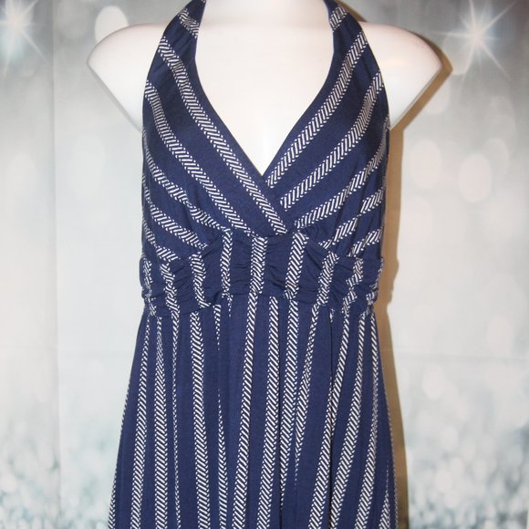 Soma Dresses & Skirts - Soma Striped Halter Style Crossover Jersey Midi Dress Size Large 434